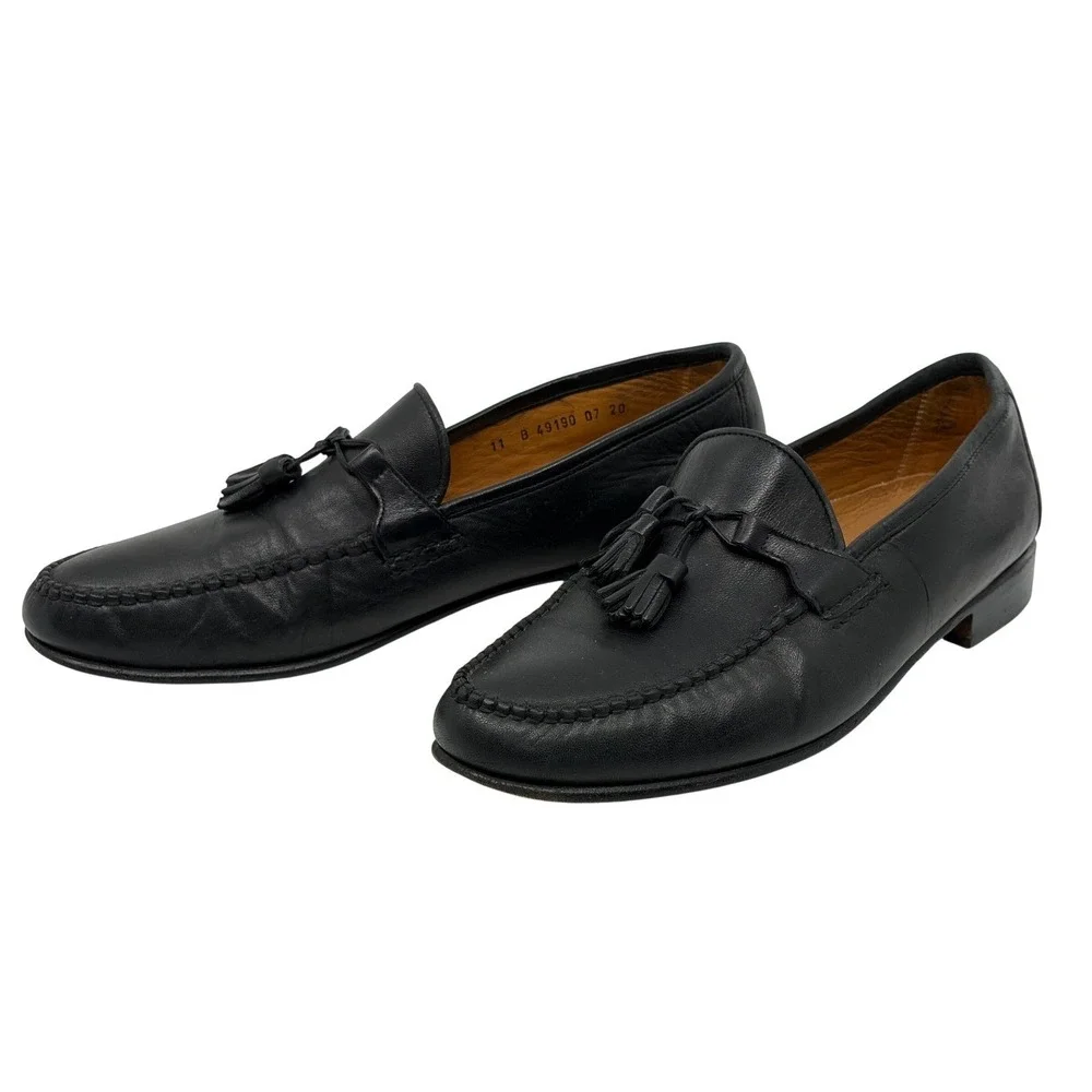 Allen Edmonds Urbino Men's Black Leather Tassel Loafers Shoes Size 11 B Italy